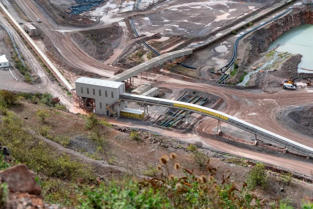 Bayston Hill Quarry, Shrewsbury, Shropshire — Conveyor and transfer structures across the quarry