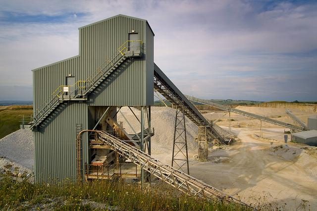 Bayston Hill Quarry, Shrewsbury, Shropshire — Steel-framed processing building and conveyor infrastructure