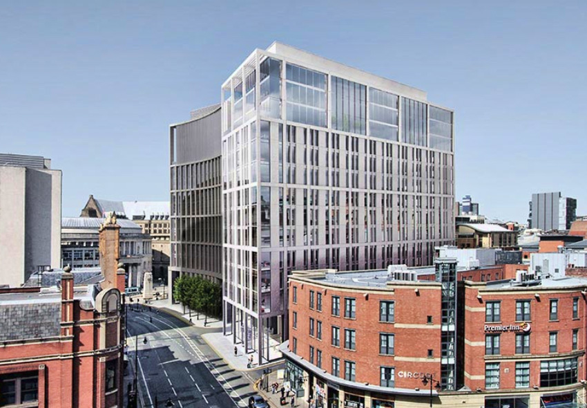 Landmark, St Peter's Square, Manchester — Completed building in its city context
